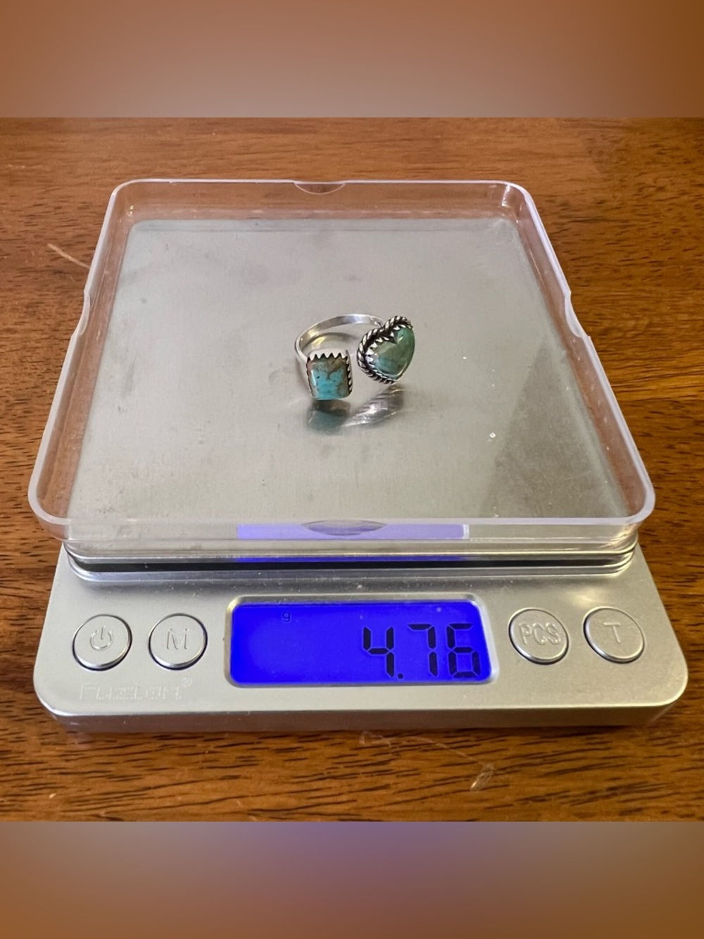 Kingman Turquoise Heart Bypass Ring 925 Sterling Silver Size 8 - Picture 13 of 14